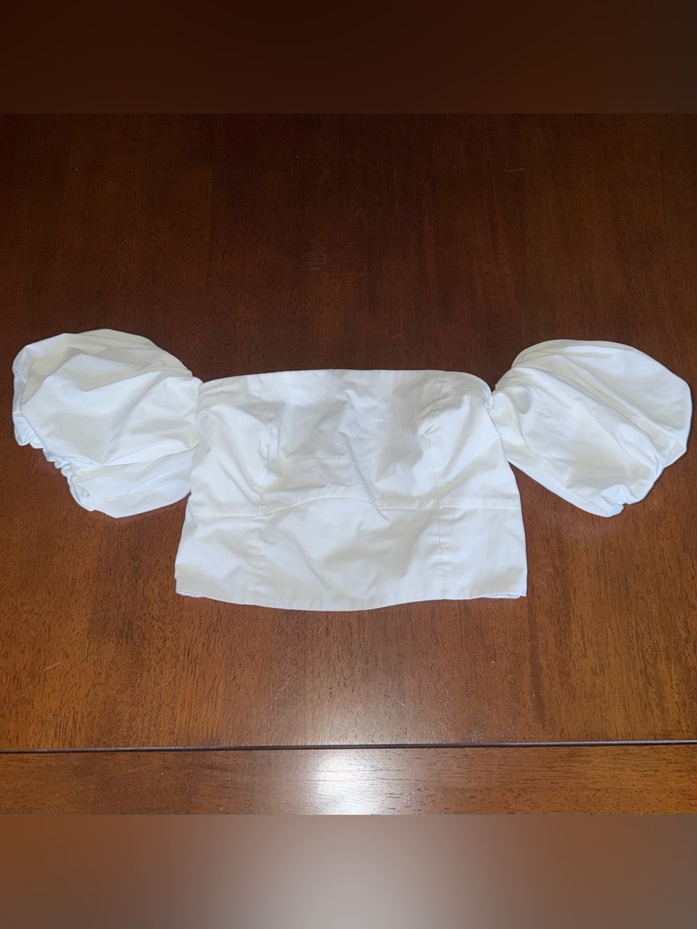 Abercrombie & Fitch White Off-Shoulder Puff Sleeve Crop Top, XS